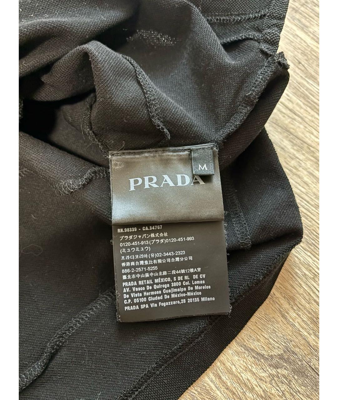 PRADA Черное хлопковое поло с коротким рукавом, фото 5