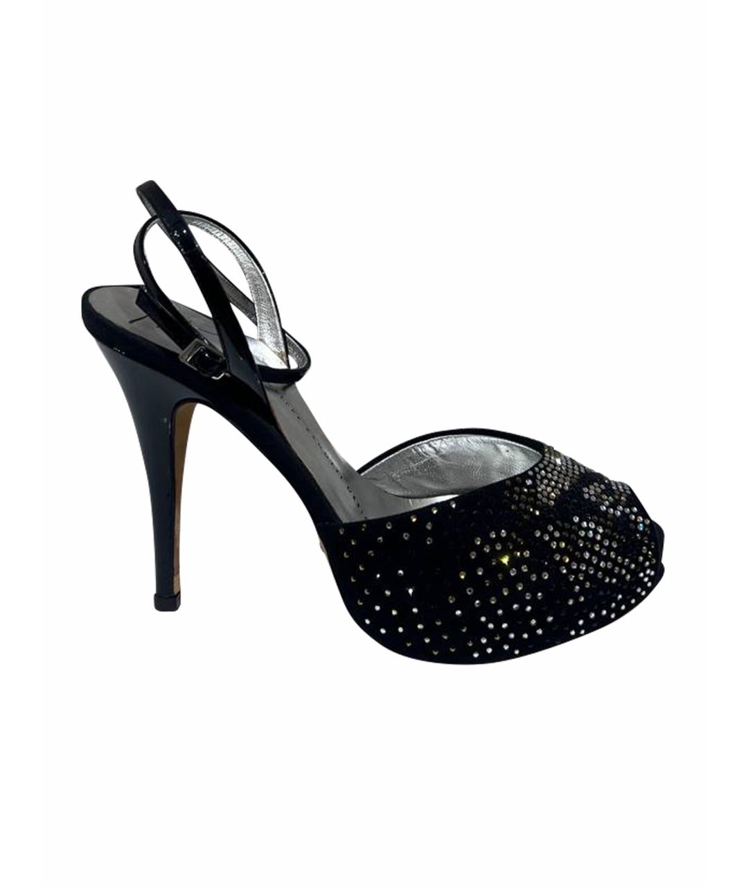 GIUSEPPE ZANOTTI DESIGN Черные кожаные босоножки, фото 1