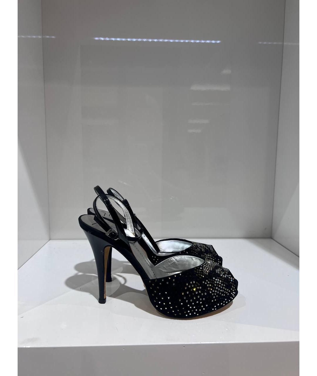 GIUSEPPE ZANOTTI DESIGN Черные кожаные босоножки, фото 4