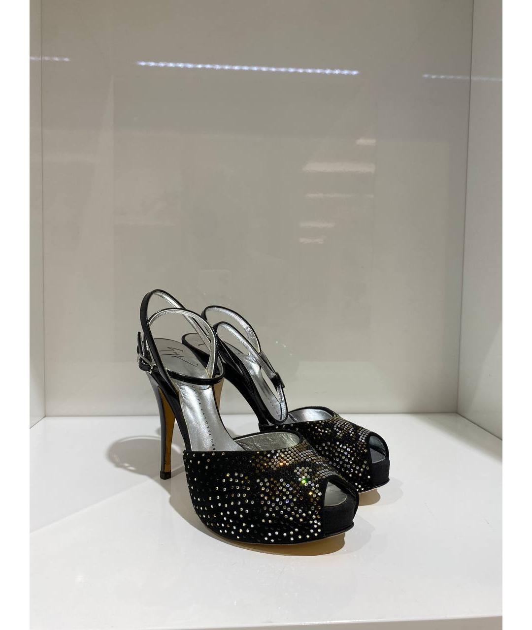 GIUSEPPE ZANOTTI DESIGN Черные кожаные босоножки, фото 2