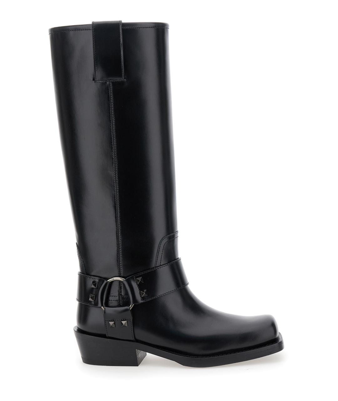 VALENTINO Черные кожаные сапоги, фото 1