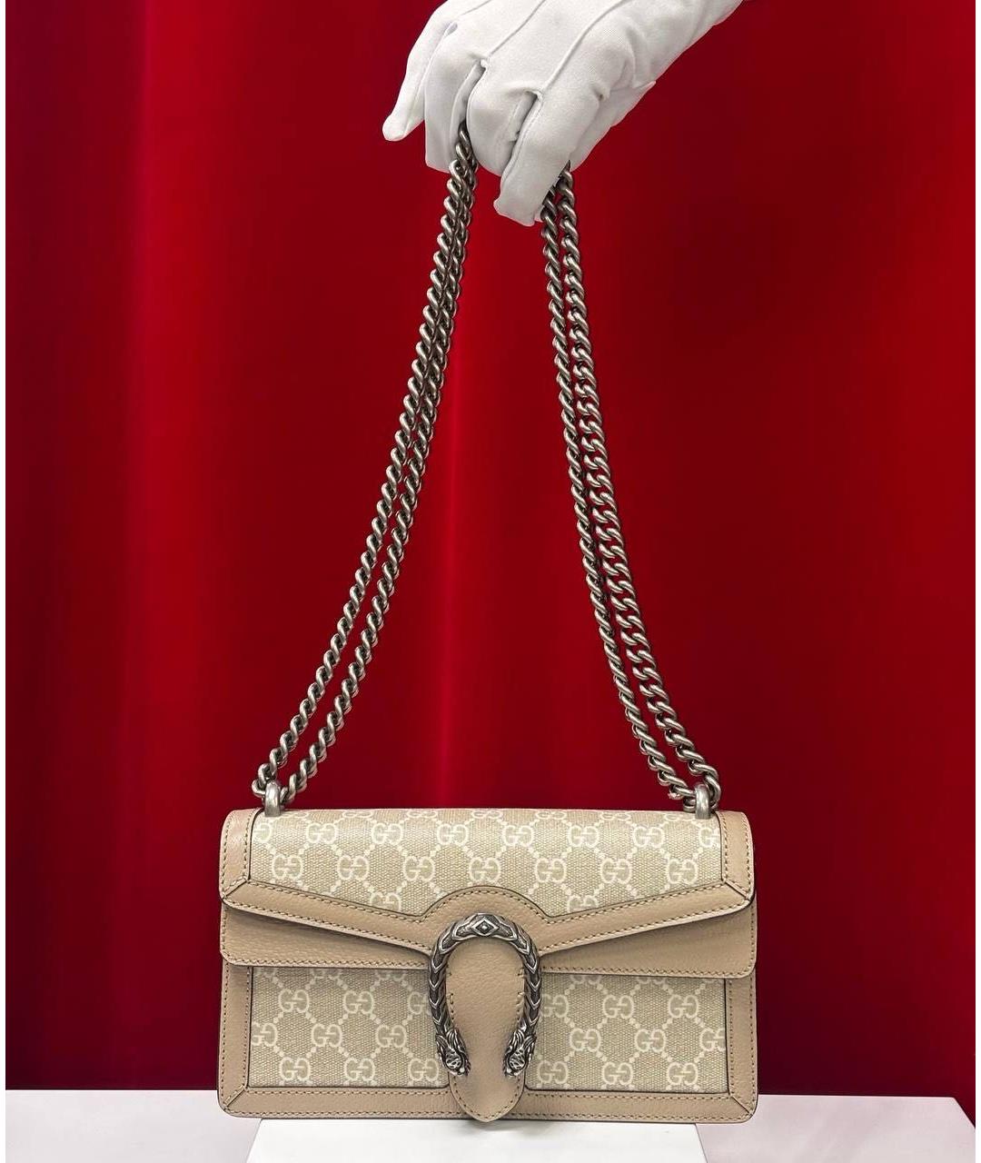 GUCCI Бежевая кожаная сумка через плечо, фото 3