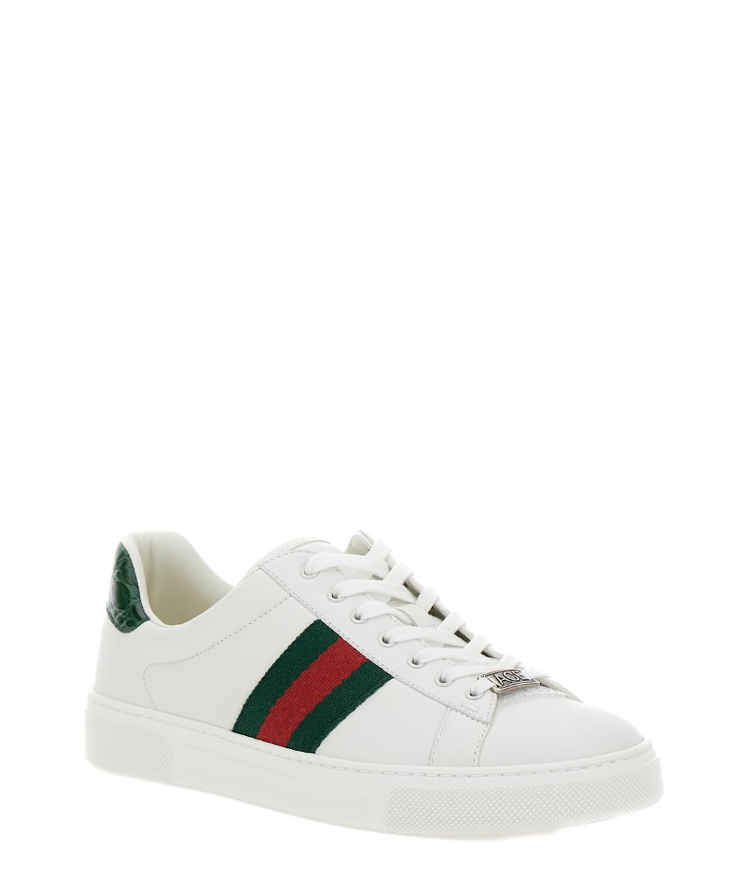 GUCCI Белые кожаные кроссовки, фото 2