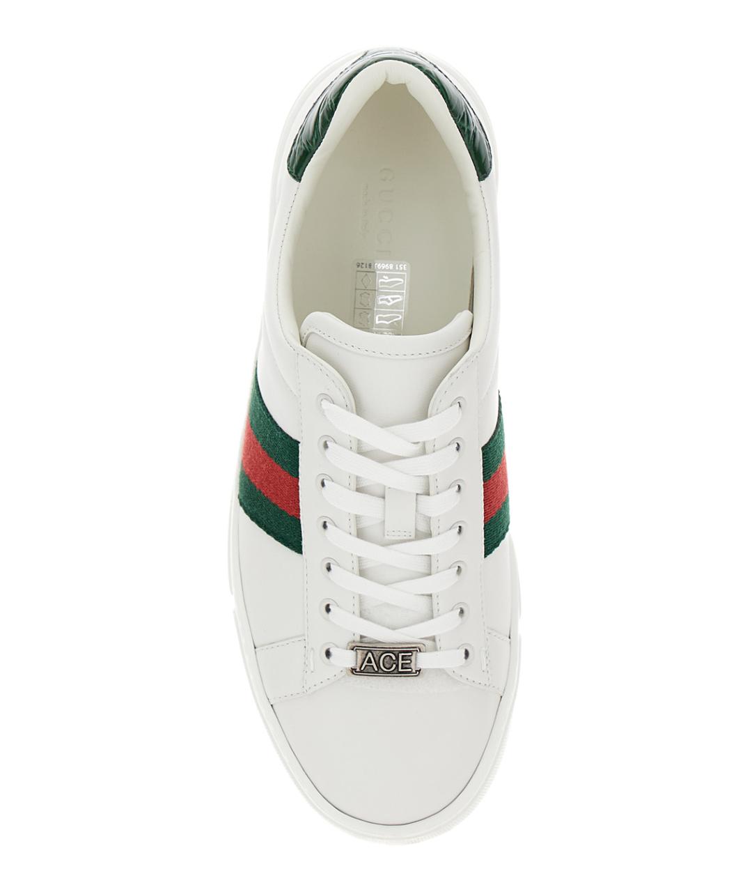 GUCCI Белые кожаные кроссовки, фото 4