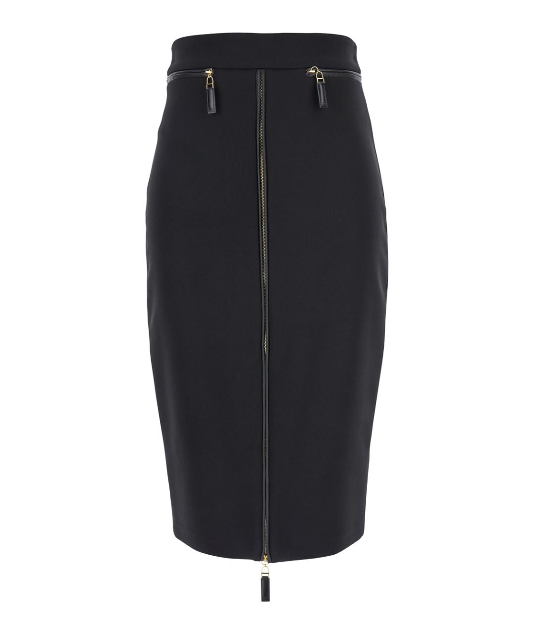 ELISABETTA FRANCHI Черная полиэстеровая юбка миди, фото 1