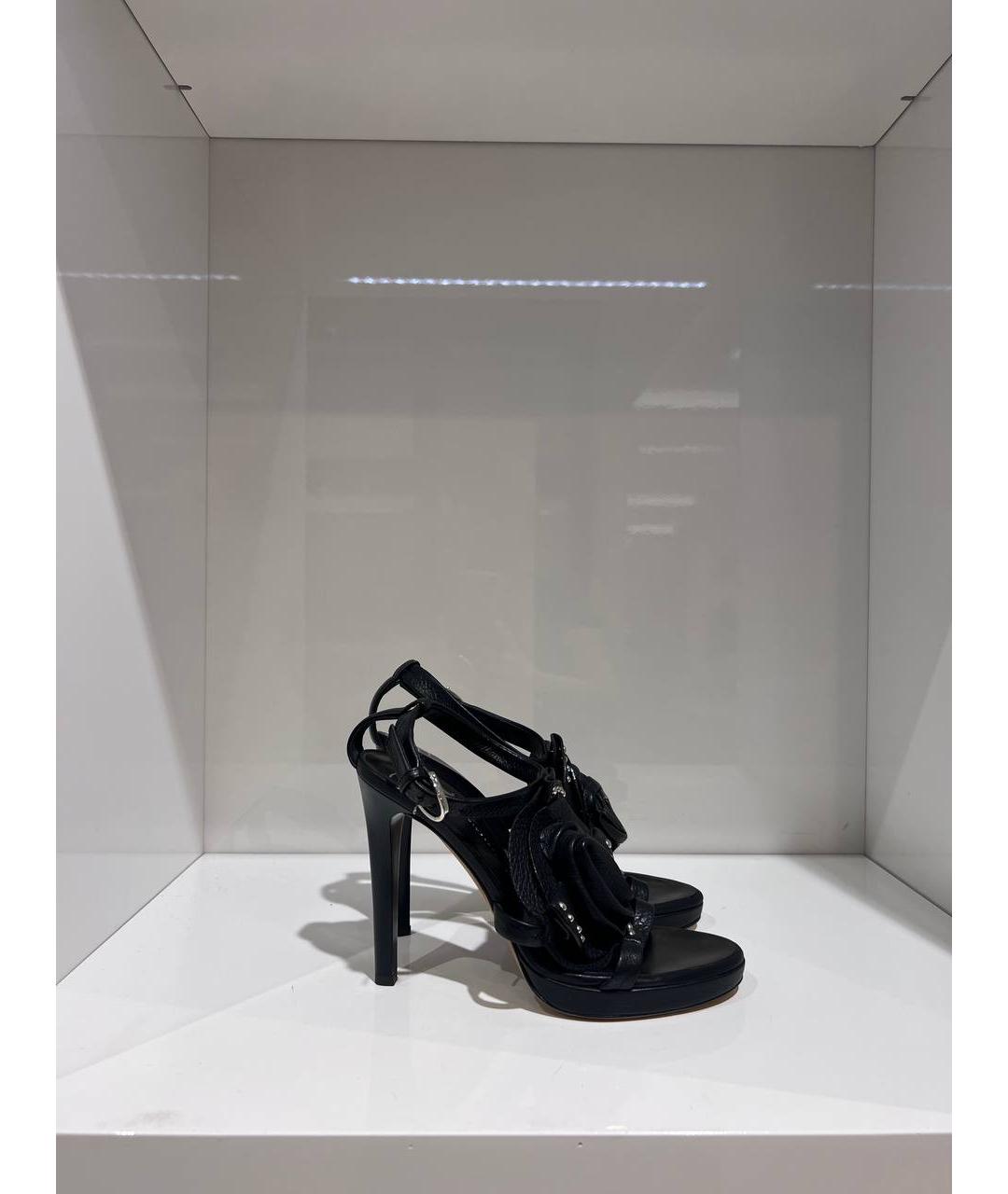 GIUSEPPE ZANOTTI DESIGN Черные кожаные босоножки, фото 4