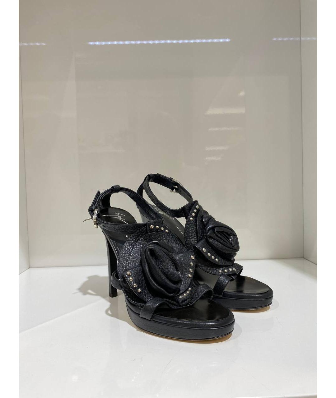 GIUSEPPE ZANOTTI DESIGN Черные кожаные босоножки, фото 2