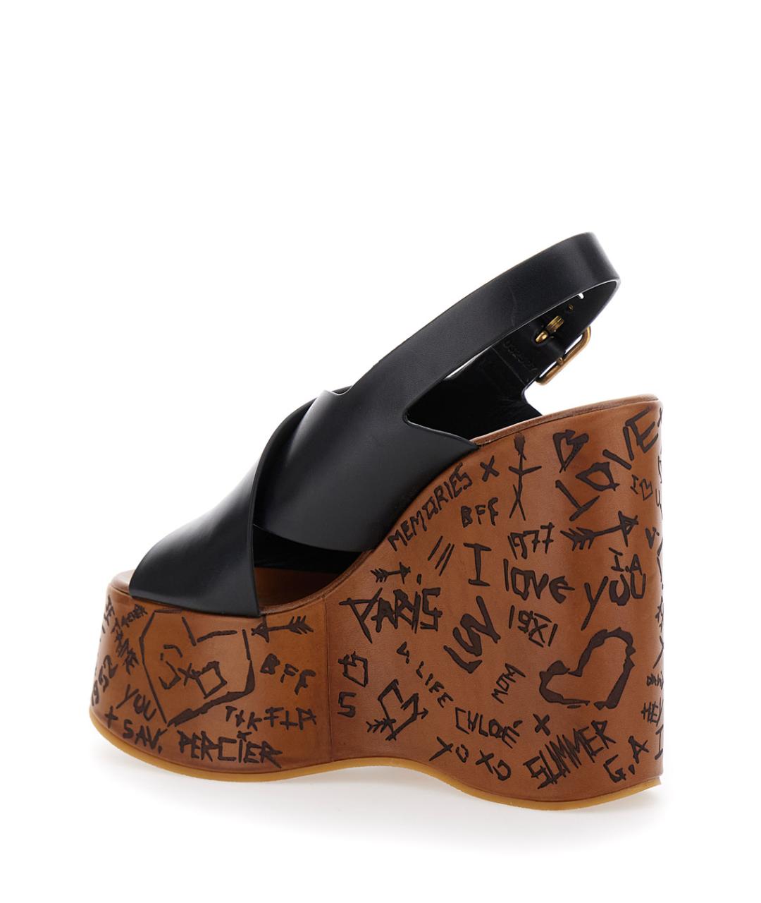 CHLOE Черные кожаные босоножки, фото 3