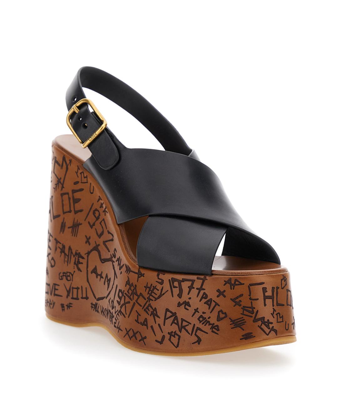 CHLOE Черные кожаные босоножки, фото 2