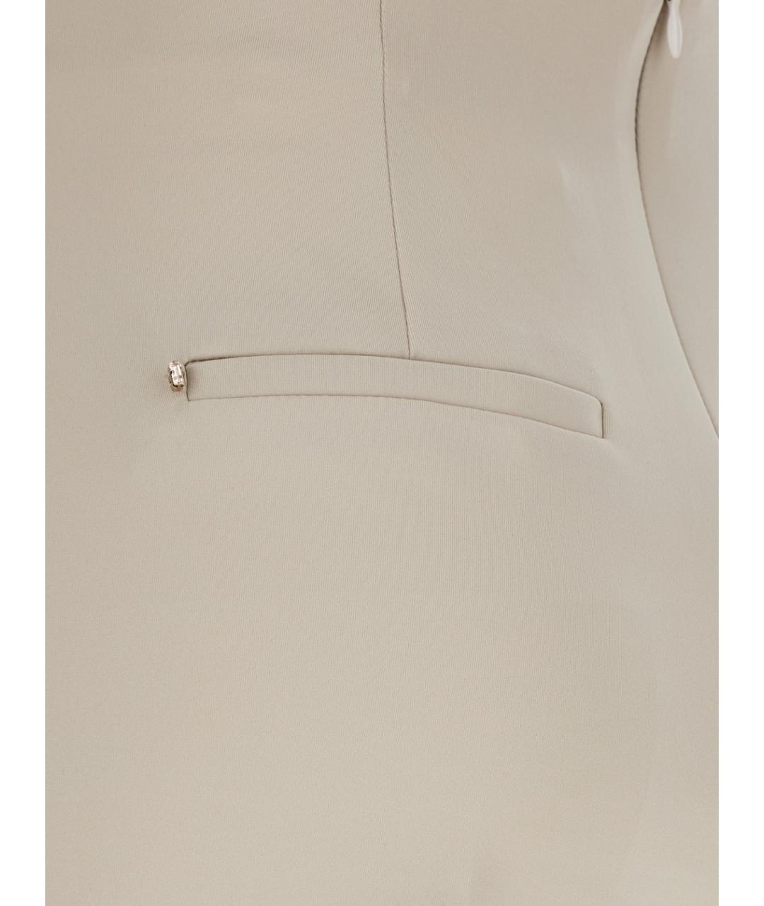 SPORTMAX Бежевые полиамидовые прямые брюки, фото 3