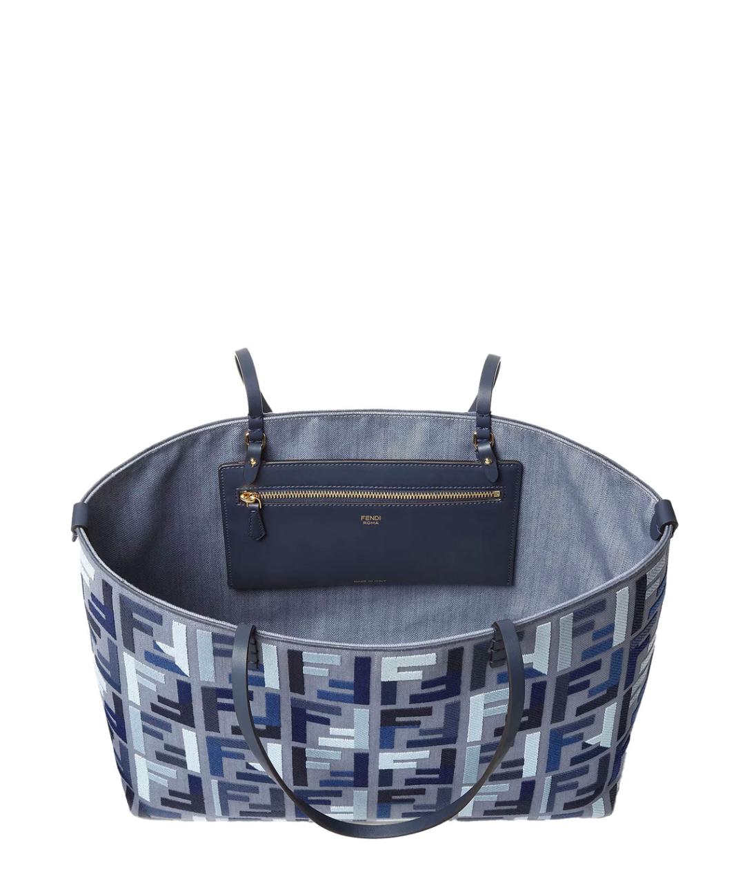 FENDI Синяя хлопковая сумка тоут, фото 3