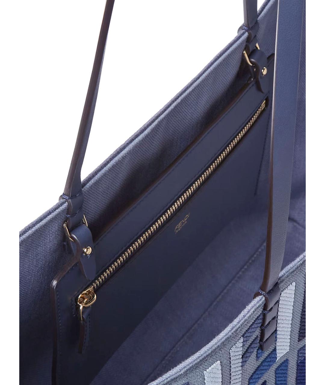 FENDI Синяя хлопковая сумка тоут, фото 4