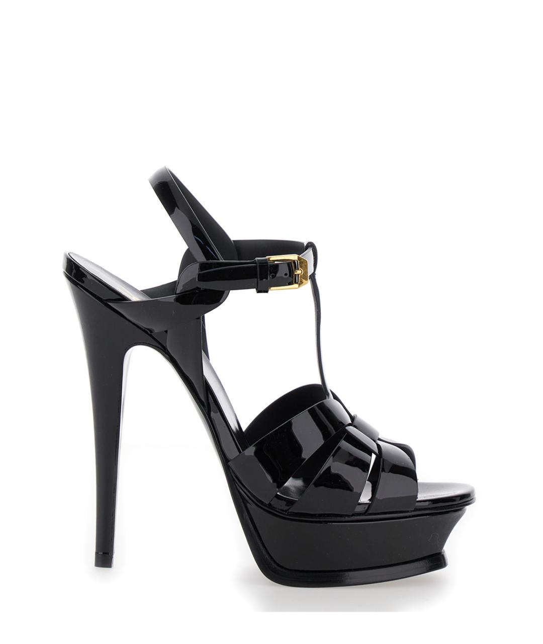 SAINT LAURENT Черные кожаные босоножки, фото 1