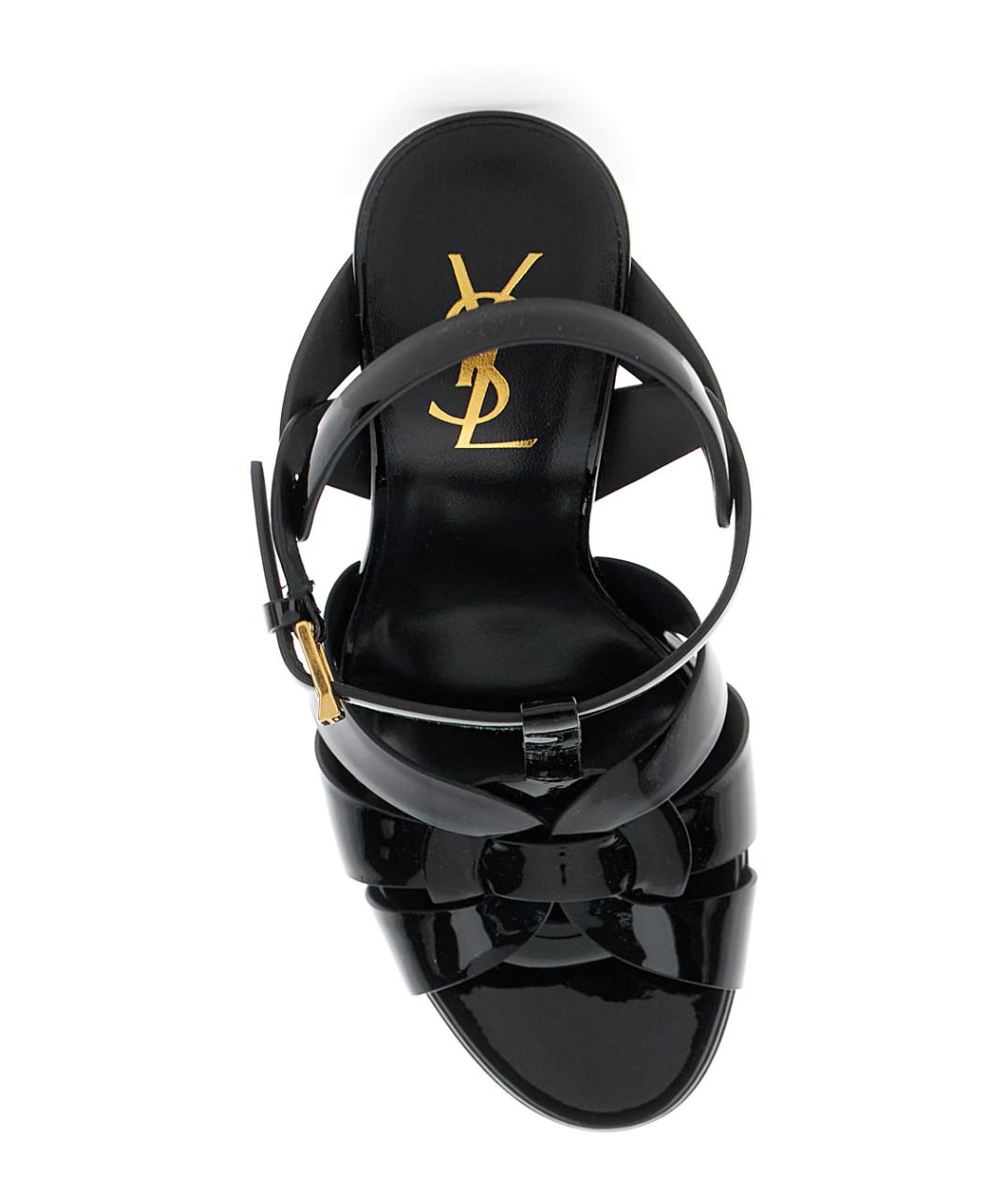 SAINT LAURENT Черные кожаные босоножки, фото 4