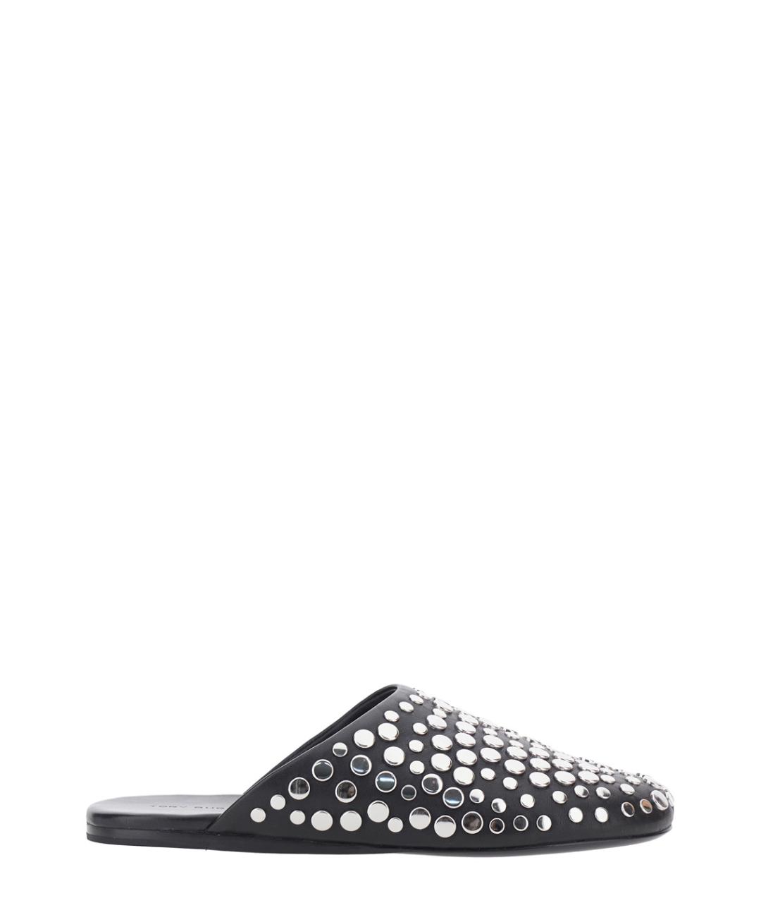 TORY BURCH Черные кожаные мюли, фото 1