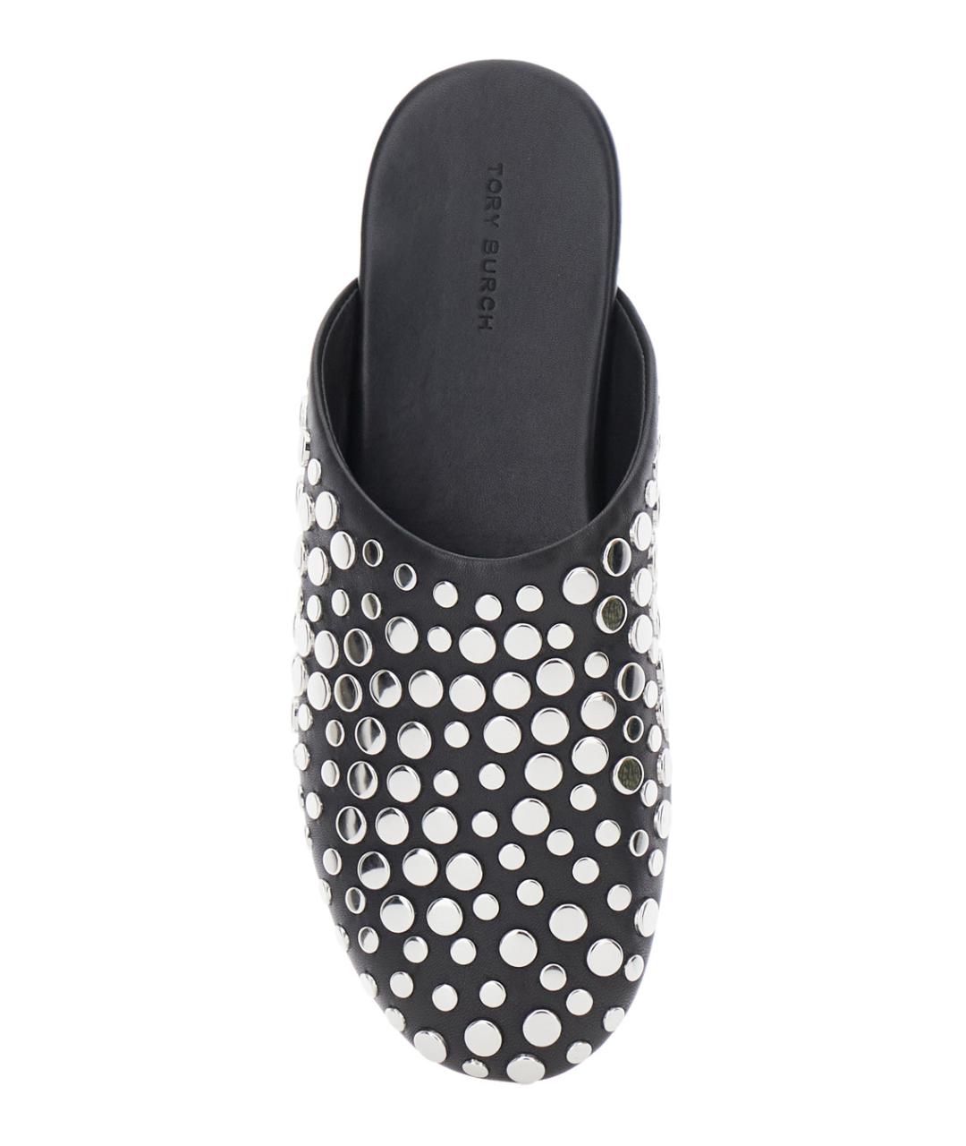 TORY BURCH Черные кожаные мюли, фото 4