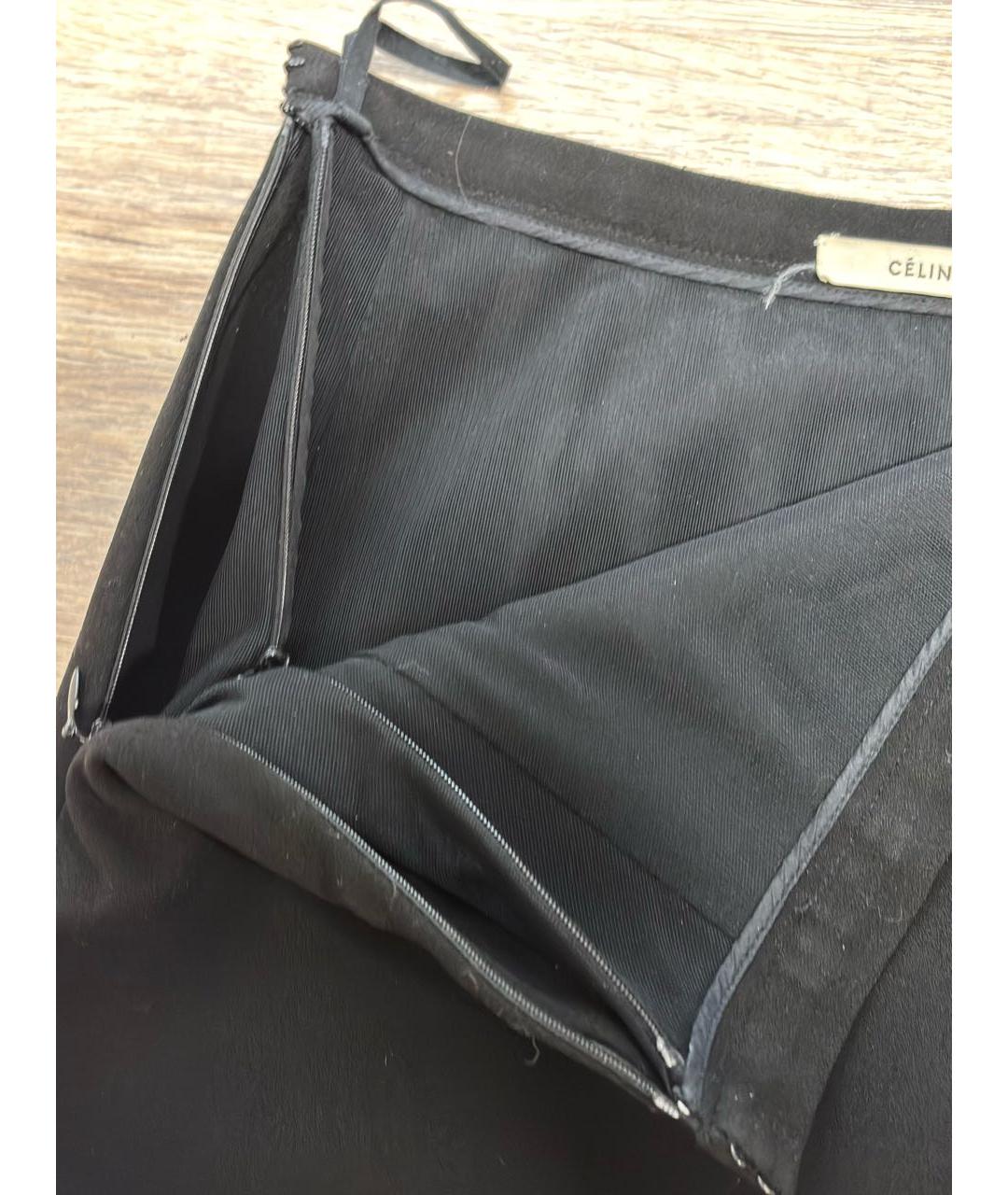 CELINE Черная шерстяная юбка мини, фото 6