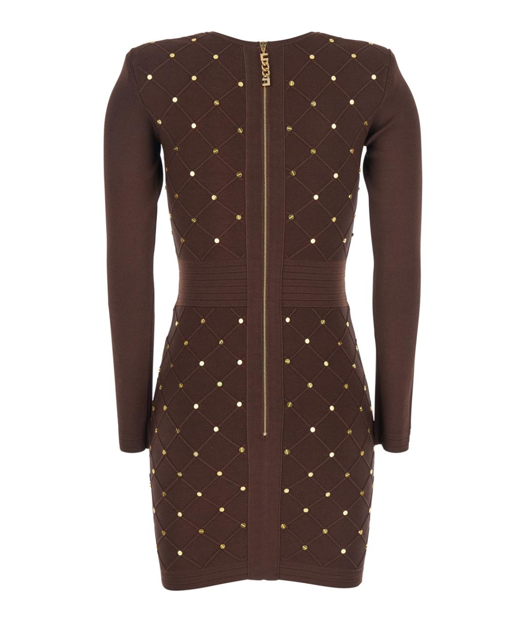 ELISABETTA FRANCHI Коричневое шерстяное повседневное платье, фото 2