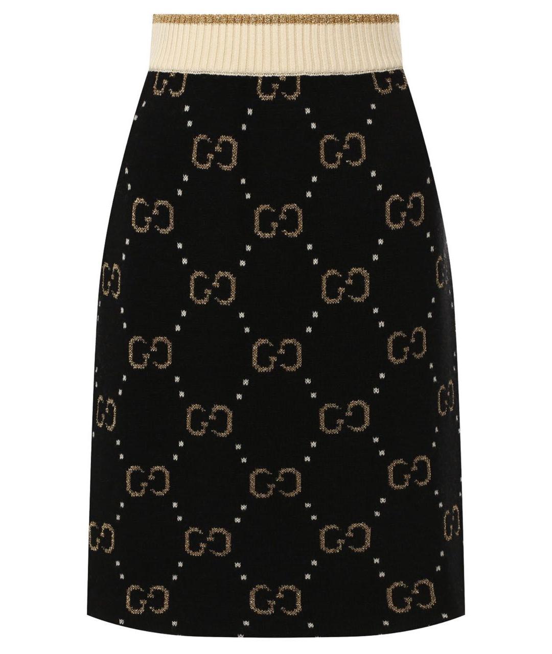 GUCCI Черная шерстяная юбка мини, фото 1