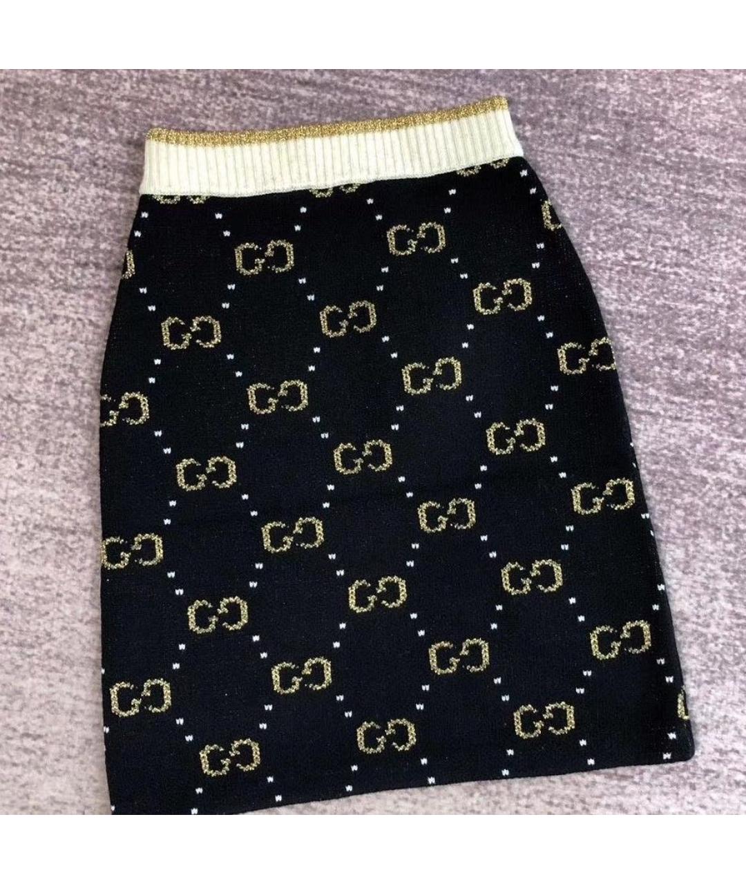 GUCCI Черная шерстяная юбка мини, фото 5