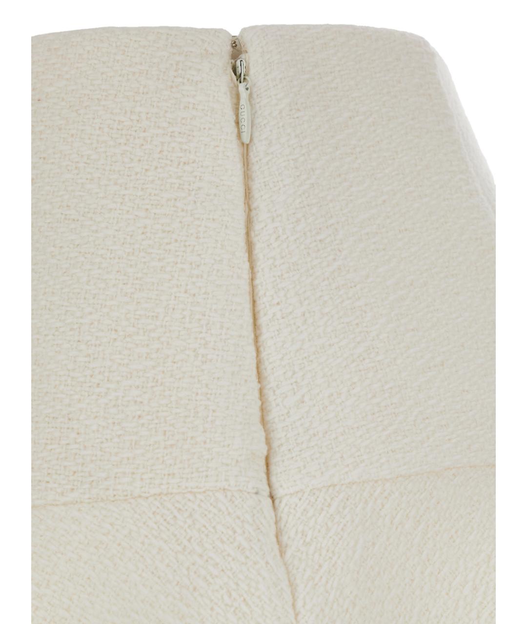 GUCCI Белая шерстяная юбка мини, фото 3