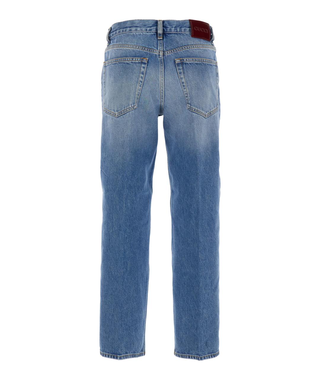 GUCCI Синие хлопковые прямые джинсы, фото 2