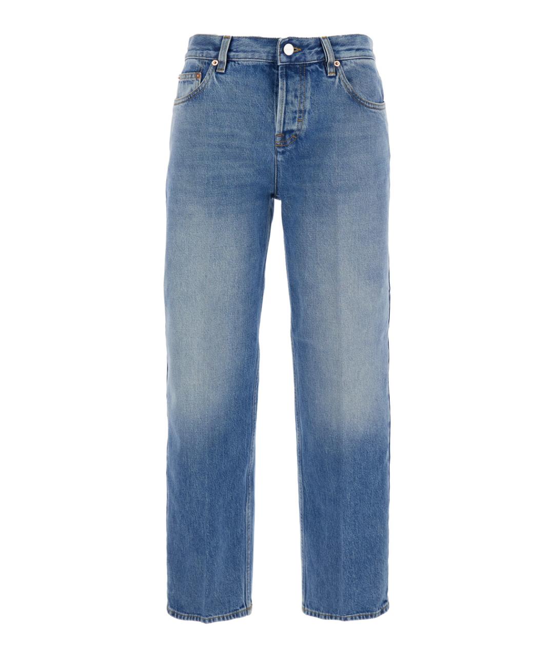 GUCCI Синие хлопковые прямые джинсы, фото 1