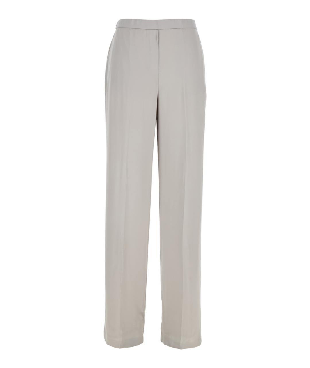 THEORY Серые шелковые прямые брюки, фото 1