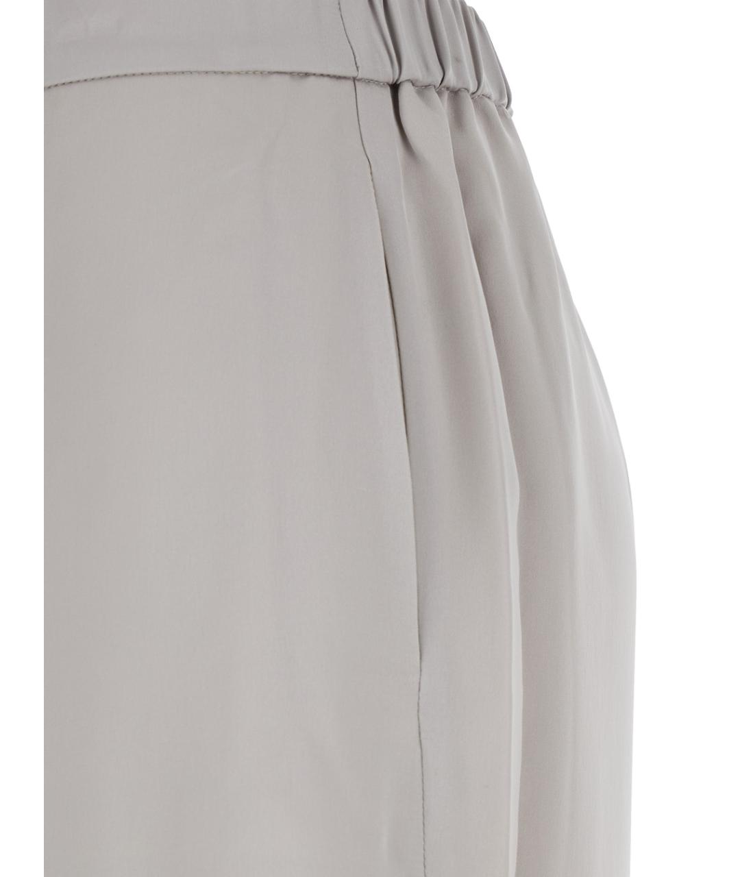 THEORY Серые шелковые прямые брюки, фото 3