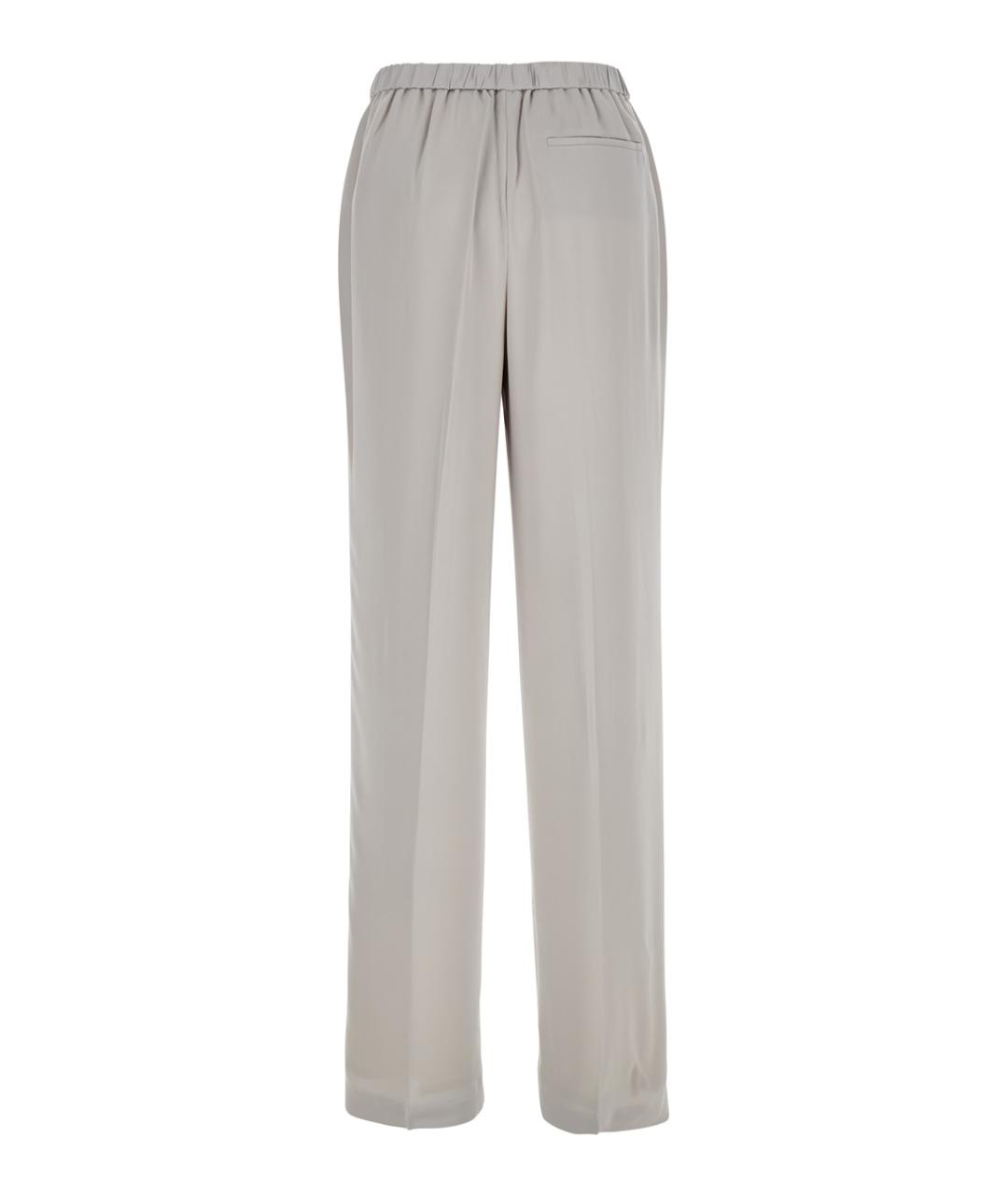 THEORY Серые шелковые прямые брюки, фото 2