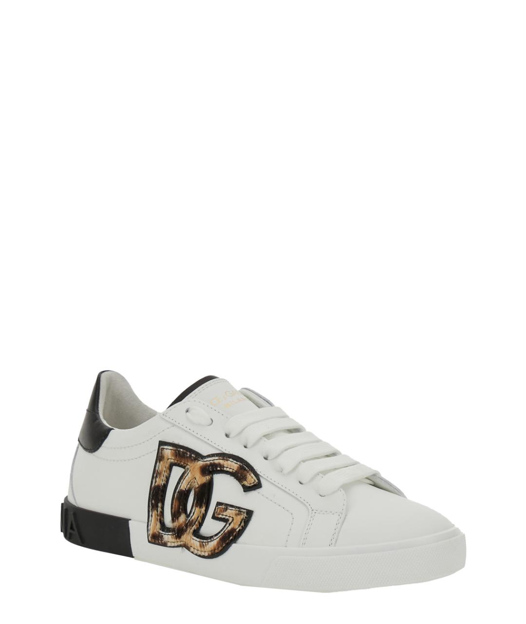 DOLCE&GABBANA Белые кожаные кроссовки, фото 2