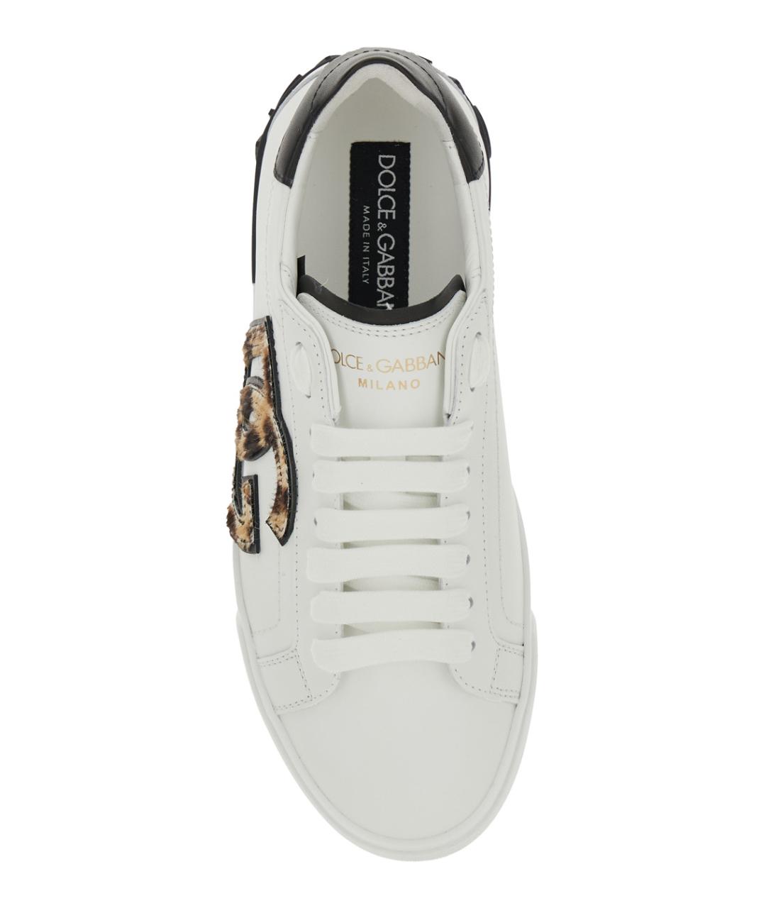 DOLCE&GABBANA Белые кожаные кроссовки, фото 4