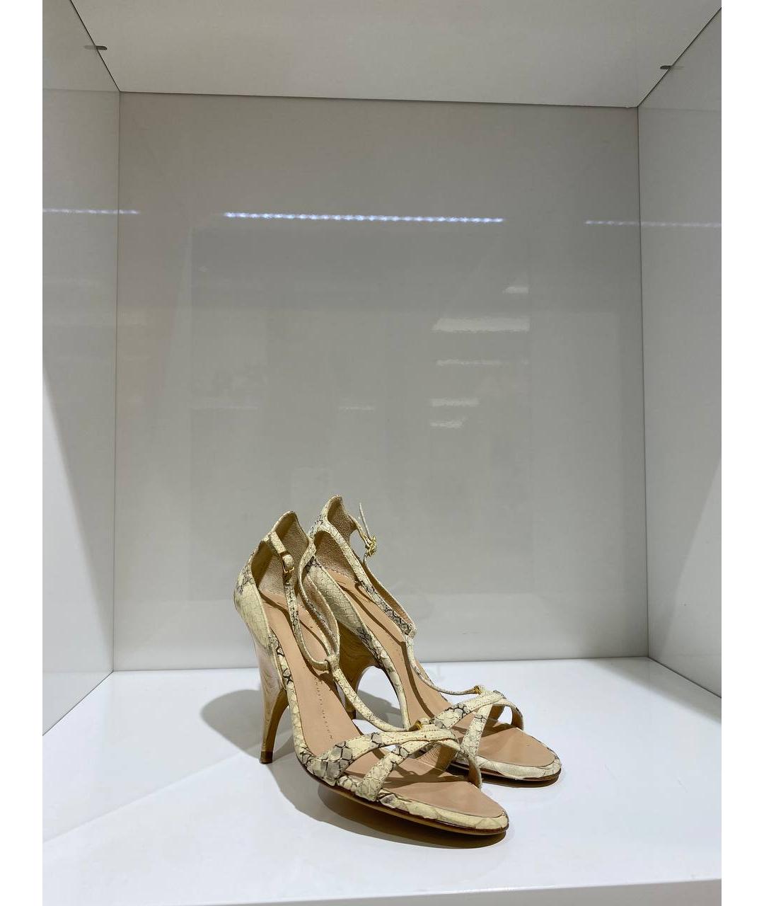 GIUSEPPE ZANOTTI DESIGN Бежевые кожаные босоножки, фото 2