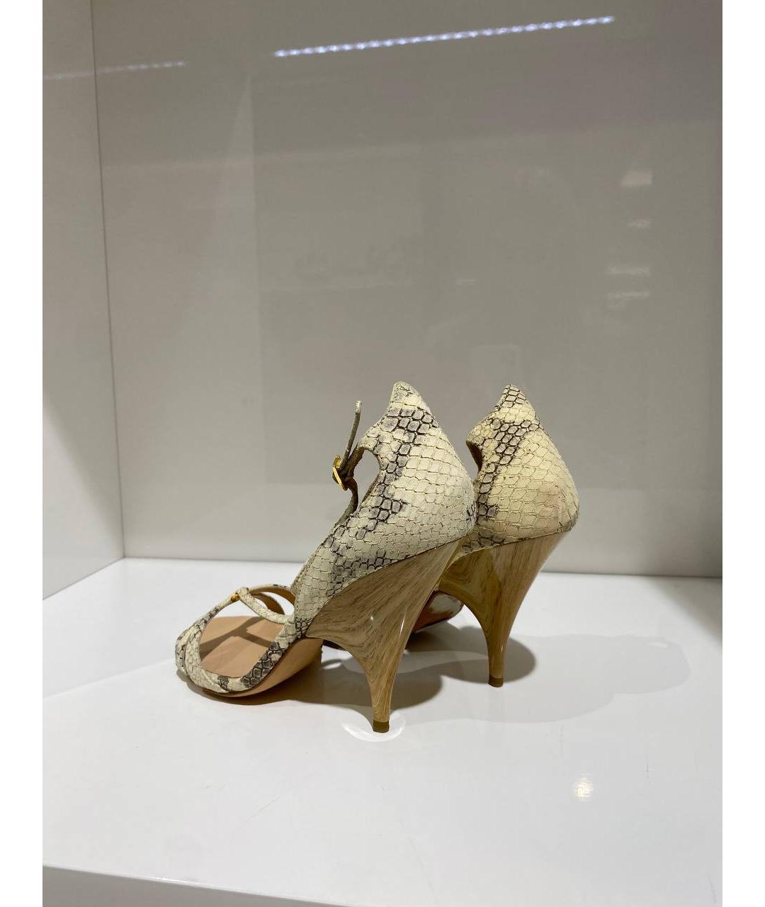 GIUSEPPE ZANOTTI DESIGN Бежевые кожаные босоножки, фото 3