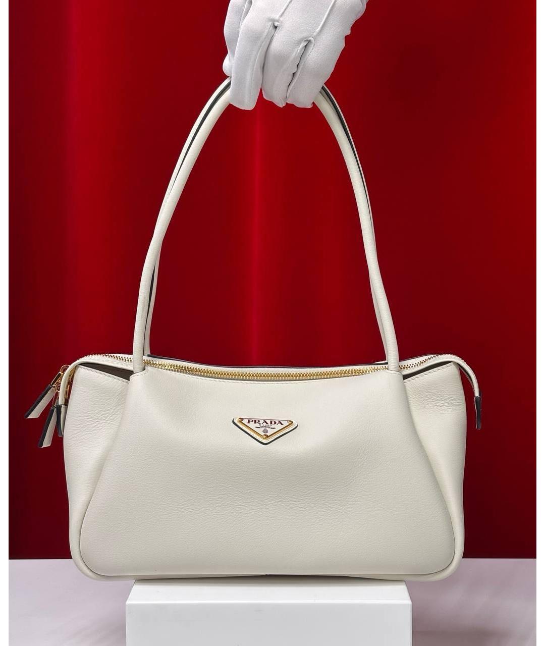 PRADA Белая кожаная сумка через плечо, фото 5
