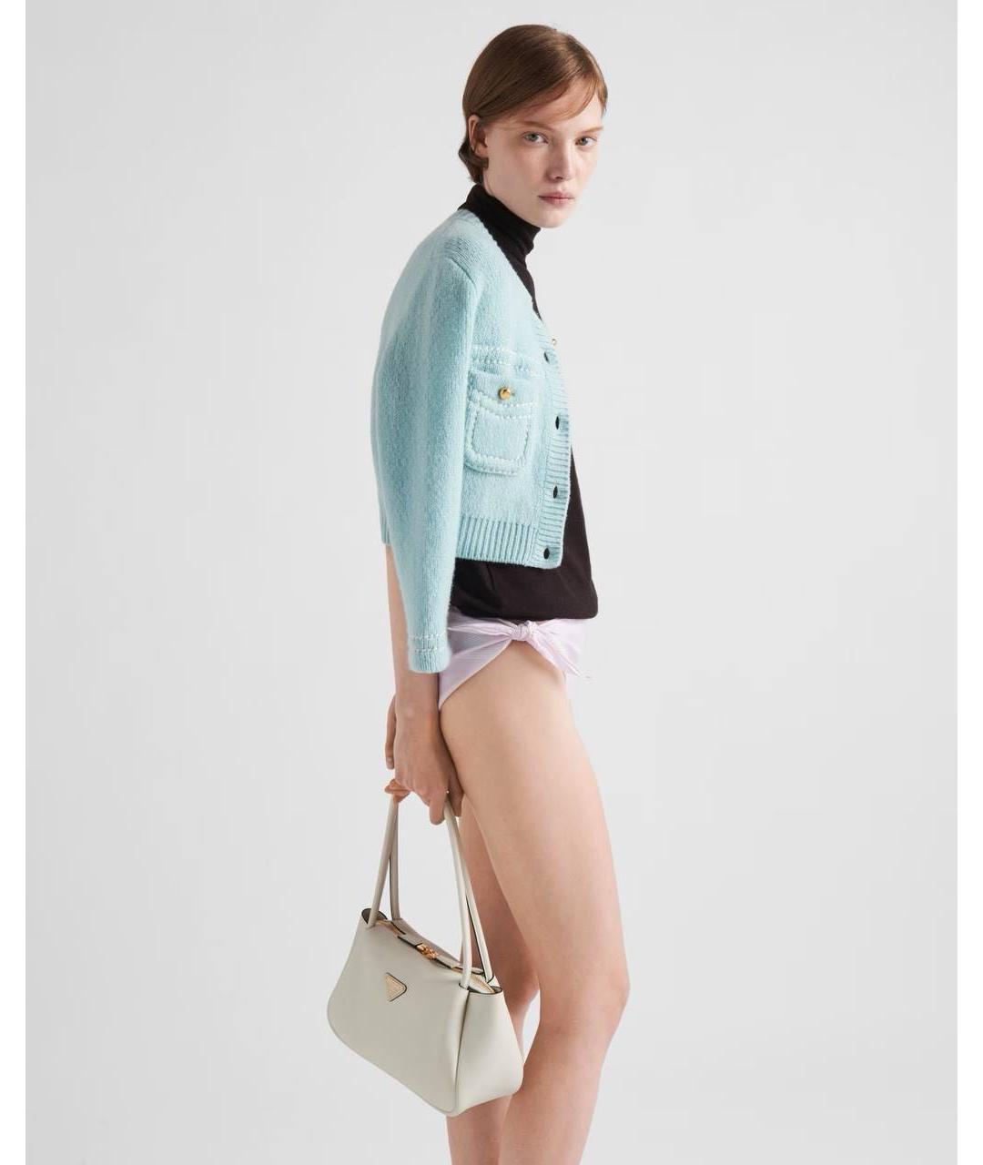 PRADA Белая кожаная сумка через плечо, фото 4