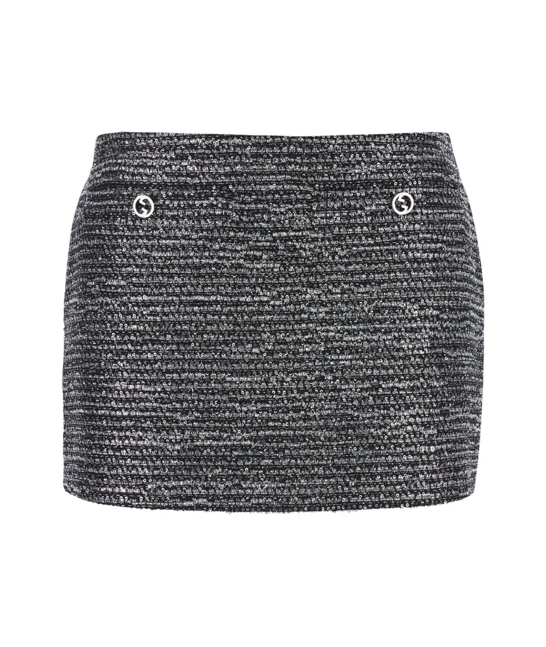 GUCCI Черная шерстяная юбка мини, фото 1