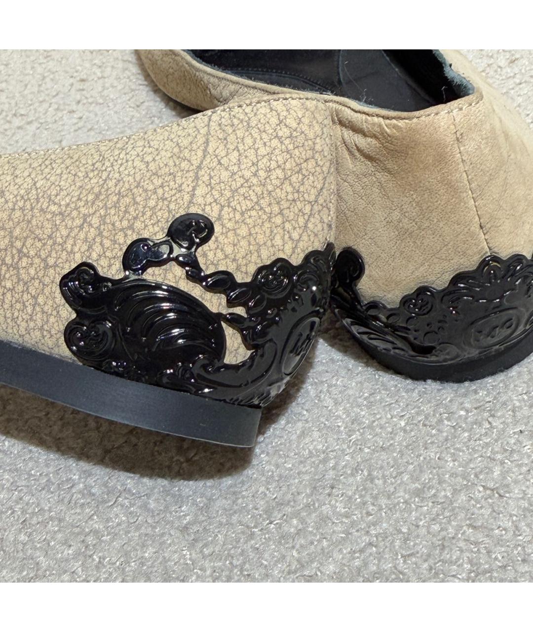 ALEXANDER MCQUEEN Бежевые кожаные балетки, фото 6