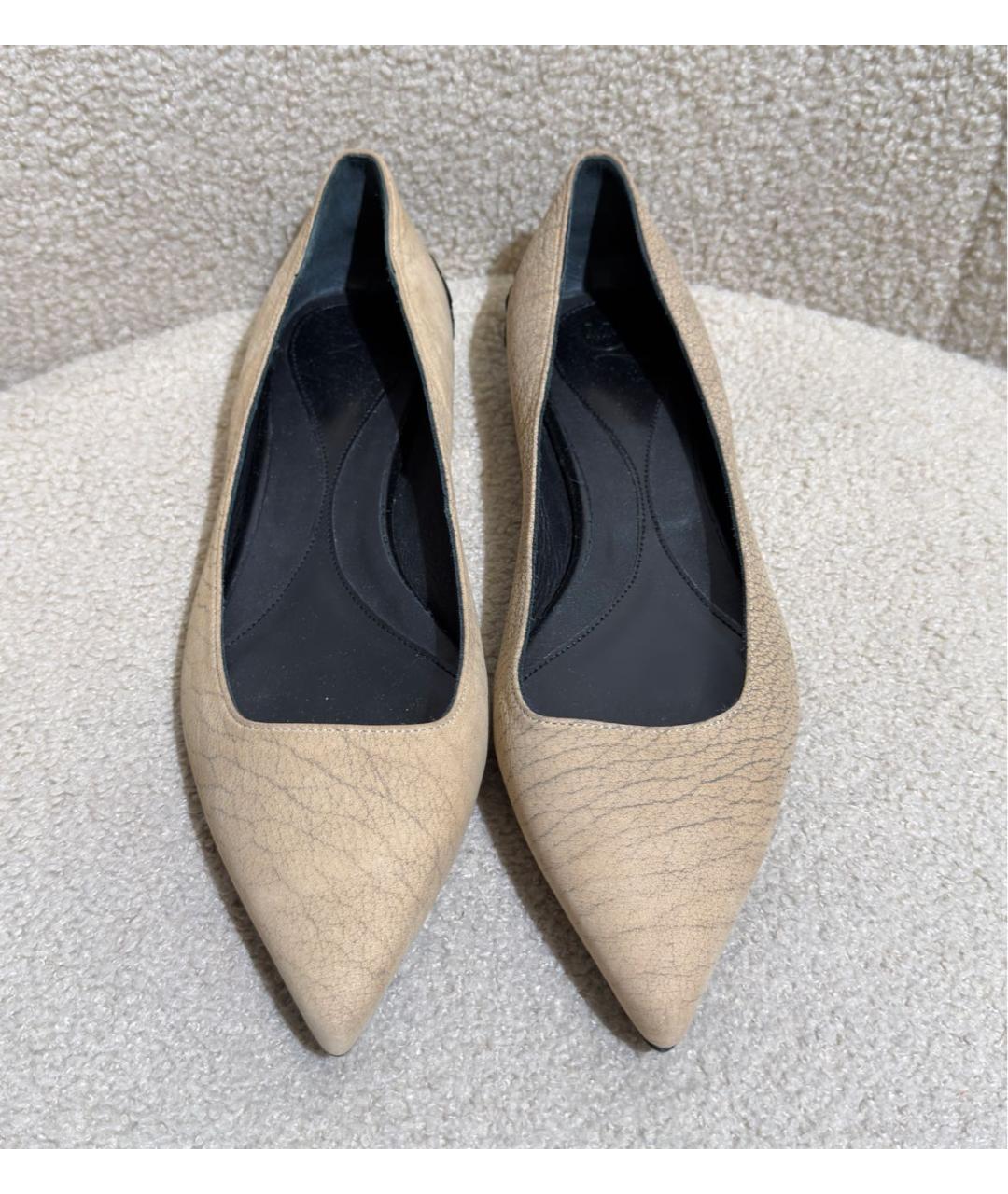 ALEXANDER MCQUEEN Бежевые кожаные балетки, фото 2