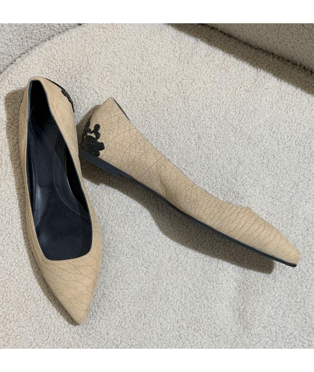 ALEXANDER MCQUEEN Бежевые кожаные балетки, фото 5