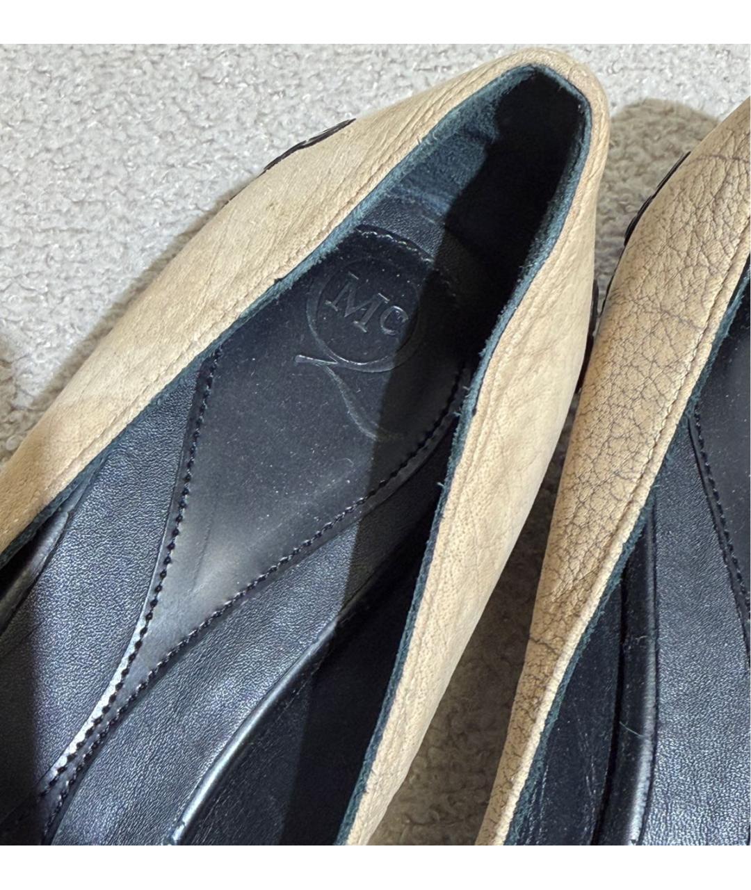 ALEXANDER MCQUEEN Бежевые кожаные балетки, фото 3