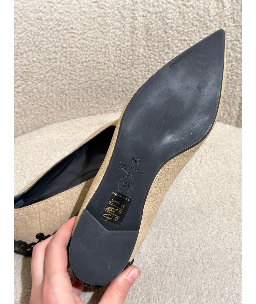 ALEXANDER MCQUEEN Бежевые кожаные балетки, фото 7