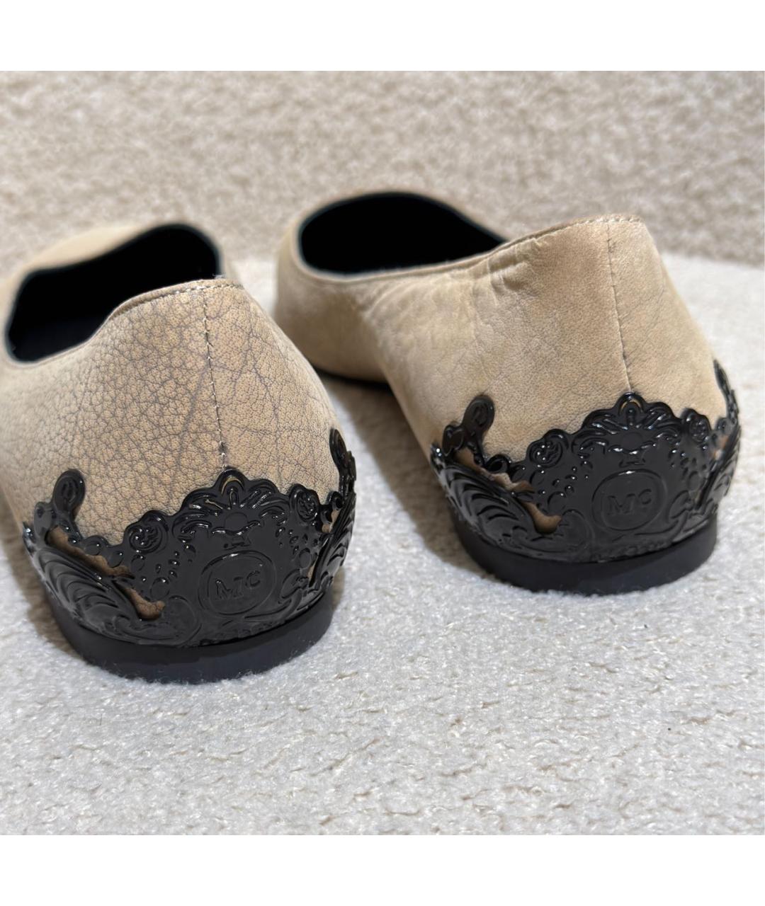 ALEXANDER MCQUEEN Бежевые кожаные балетки, фото 4