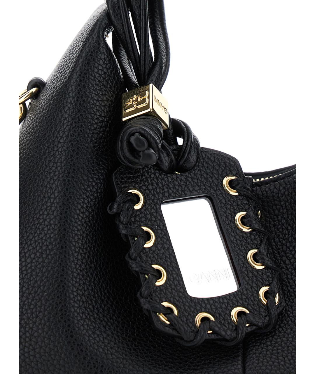 GANNI Черная сумка с короткими ручками, фото 3