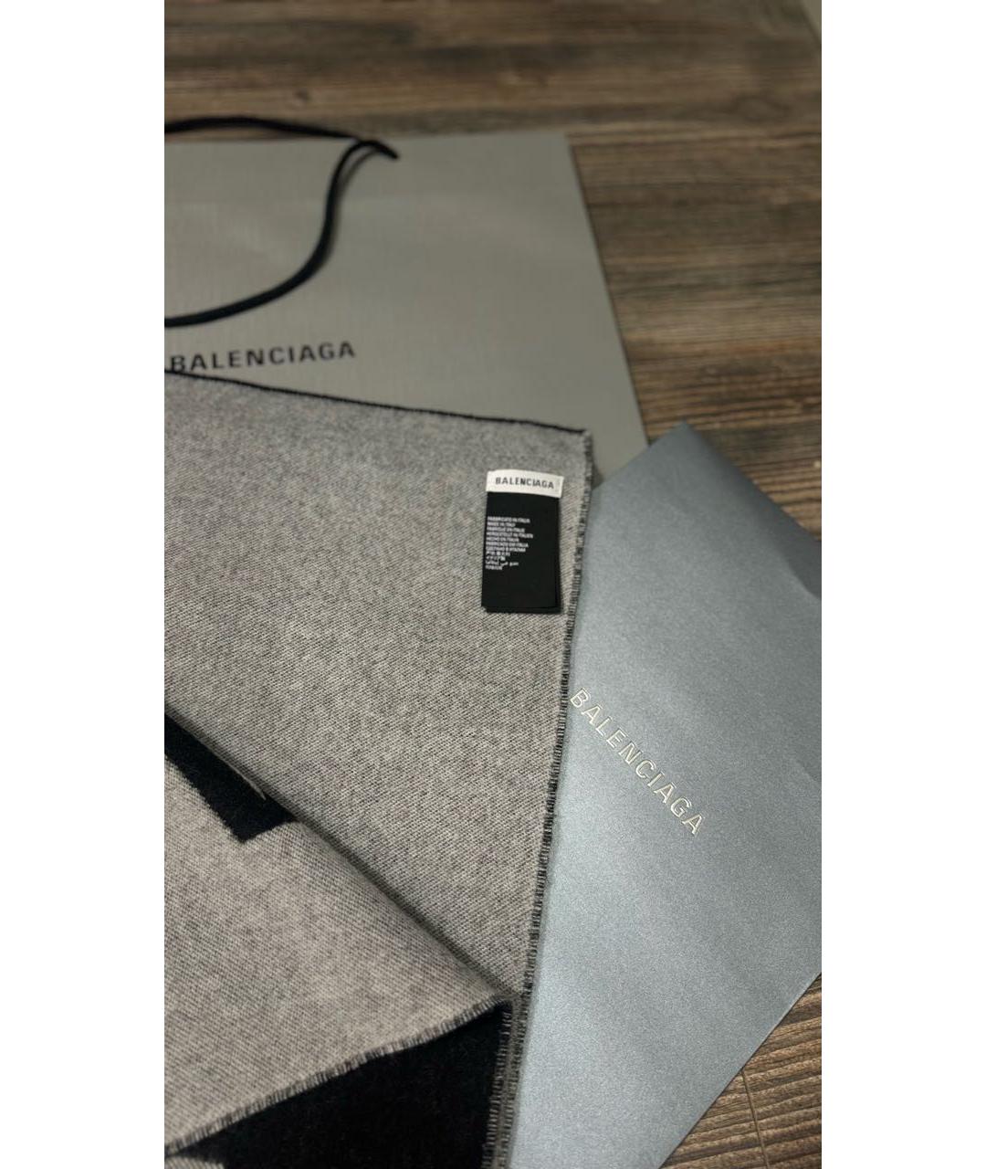 BALENCIAGA Черный шерстяной шарф, фото 4