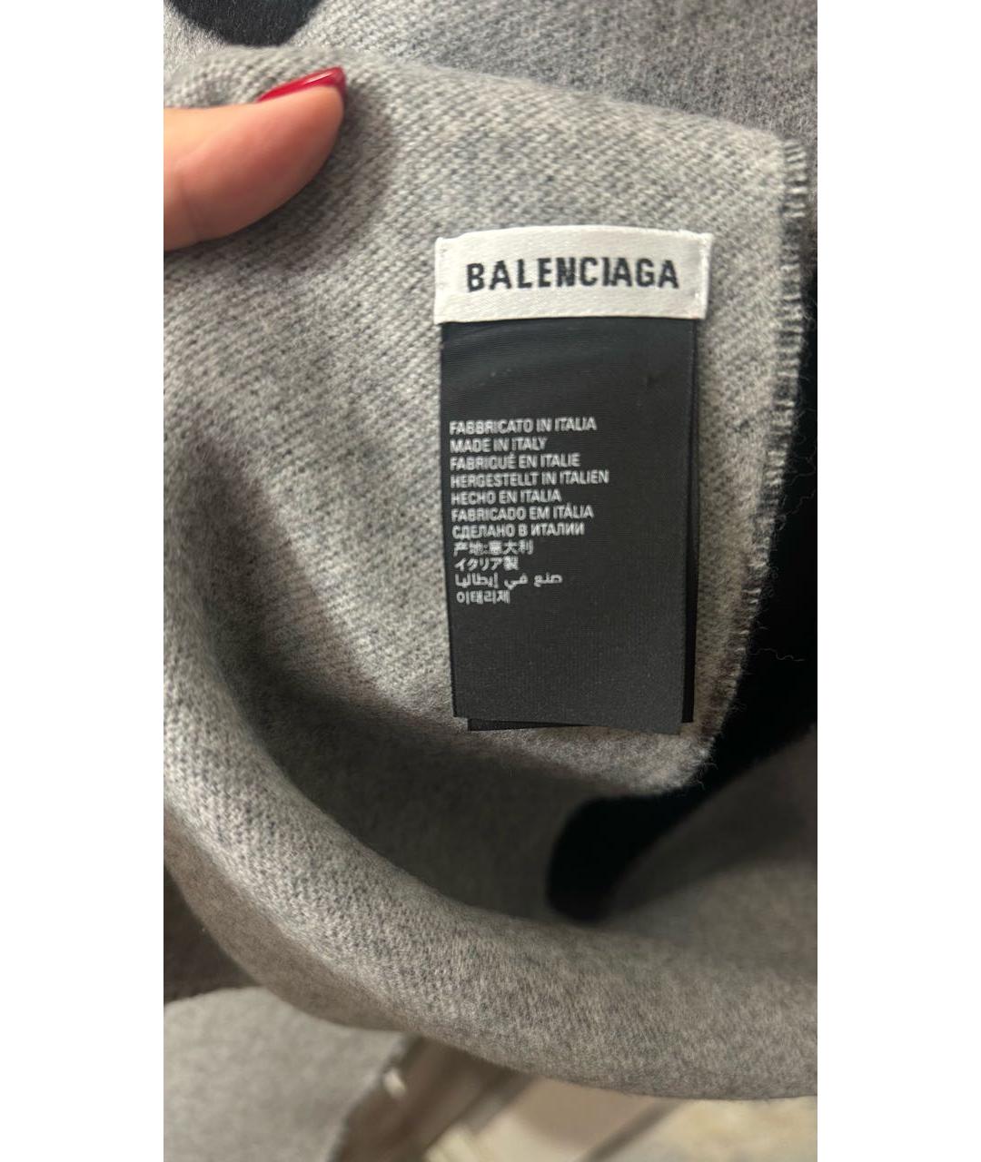 BALENCIAGA Черный шерстяной шарф, фото 3