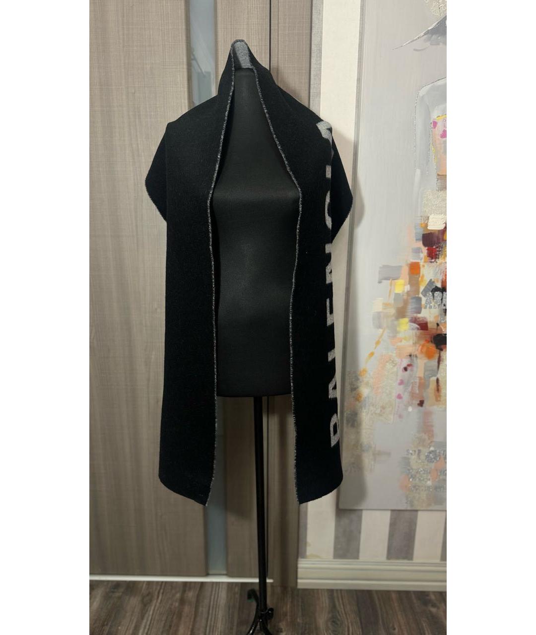 BALENCIAGA Черный шерстяной шарф, фото 2
