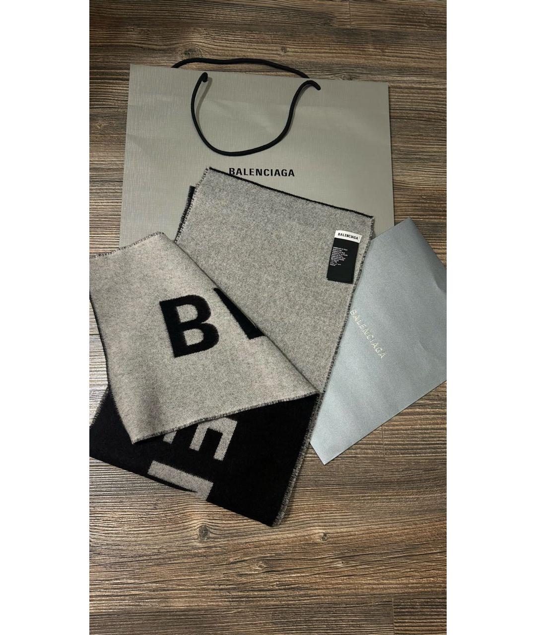 BALENCIAGA Черный шерстяной шарф, фото 9