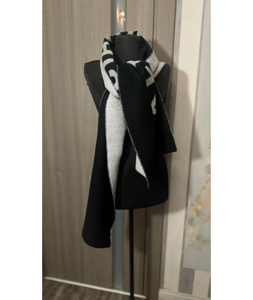 BALENCIAGA Черный шерстяной шарф, фото 8