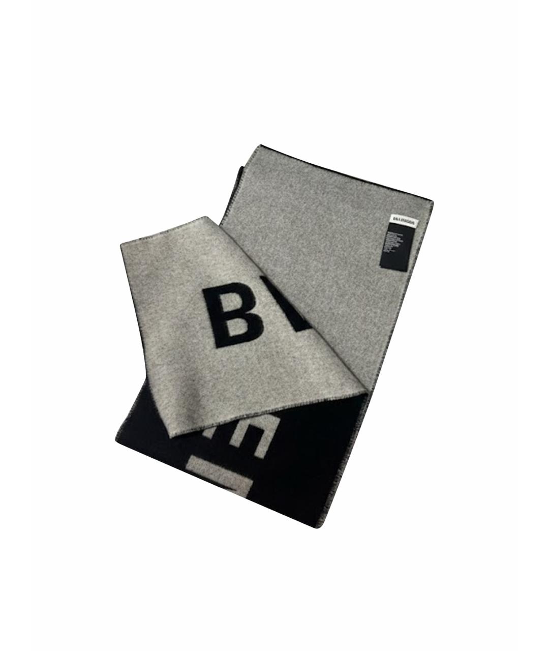 BALENCIAGA Черный шерстяной шарф, фото 1